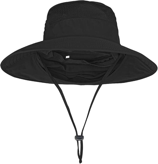 Sun Hats for Men Women Fishing Hat UPF 50+ Breathable Wide Brim Bucket Hats Summer UV Protection Safari Hat with Neck Flap