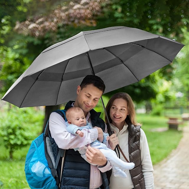 G4Free 42/46/54/62 Inch Large Golf Umbrella Compact Reverse Travel Umbrella 10 Ribs Windproof for Rain Double Canopy Automatic Open Close