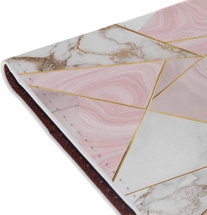 Rose Gold Tile Passport Holder for Travel Pink Grey White Marble Geometry PU Leather Passport Cover Wallet Cute Passport Card Holder for Women and Men