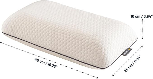 Memory Foam Travel Pillow with Washable Cover & Carry Bag – Compact, Soft & Breathable Neck Pillow for Airplane, Camping & Car (White- with Extra Pink Cotton Cover, 15.7x9.8x3.9 inches)