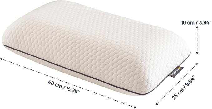 Memory Foam Travel Pillow with Washable Cover & Carry Bag – Compact, Soft & Breathable Neck Pillow for Airplane, Camping & Car (White- with Extra Gray Cotton Cover, 15.7x9.8x3.9 inches)