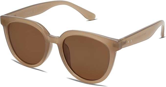 SOJOS Trendy Cat Eye Round Polarized Sunglasses for Women Fashion UV Protection Sunnies Sunglasses SJ2175