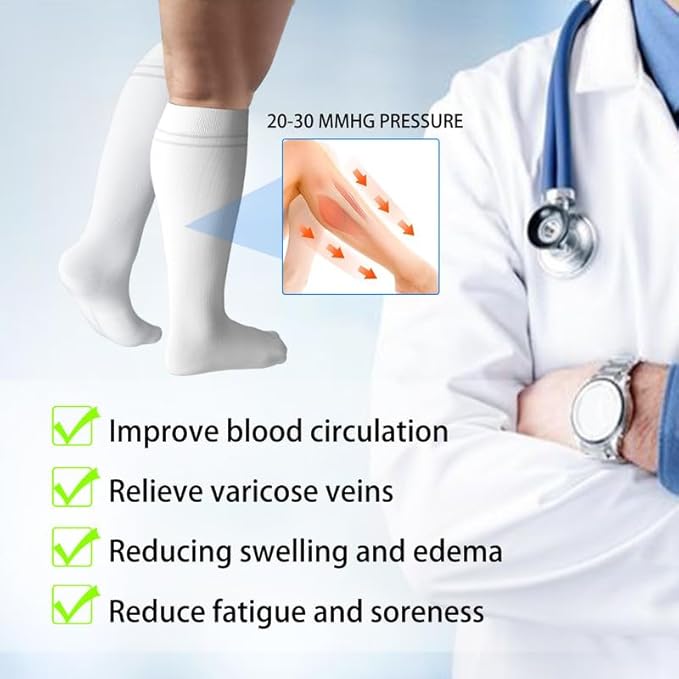 LEVSOX Viscose Made from Bamboo Compression Socks for Pregnant Women 20-30 mmHg Knee High Cute Mens Supports Socks for Travel