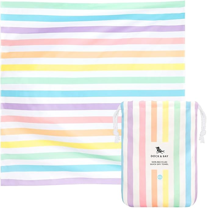 Dock & Bay Quick Drying Towel - for Sports & Gym - Compact, Lightweight - 100% Recycled - Includes Bag - Summer - Unicorn Waves, Double Extra Large (180x200cm, 70x78)