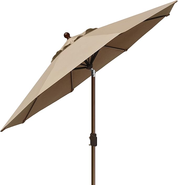 EliteShade USA 10-Year-Non-Fading 9Ft Market Umbrella Patio Umbrella Outdoor Table Umbrella with Ventilation, Heather Beige