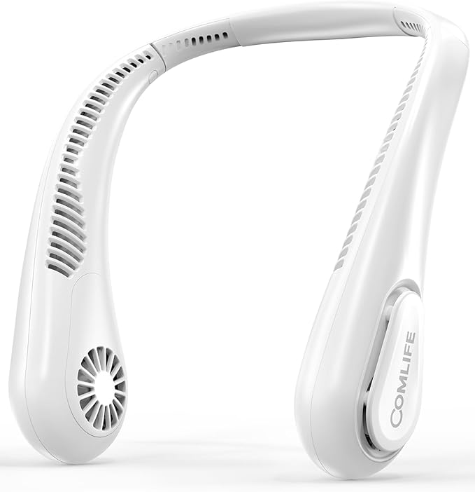 Portable Bladeless Neck Fan, 5000mAh Rechargeable Battery, 3 Speeds, Workout Essential, 360°Airflow, Twistable, Personal Wearable Neck Fan for Sports Outdoor Indoor, Gifts for Man Woman Family