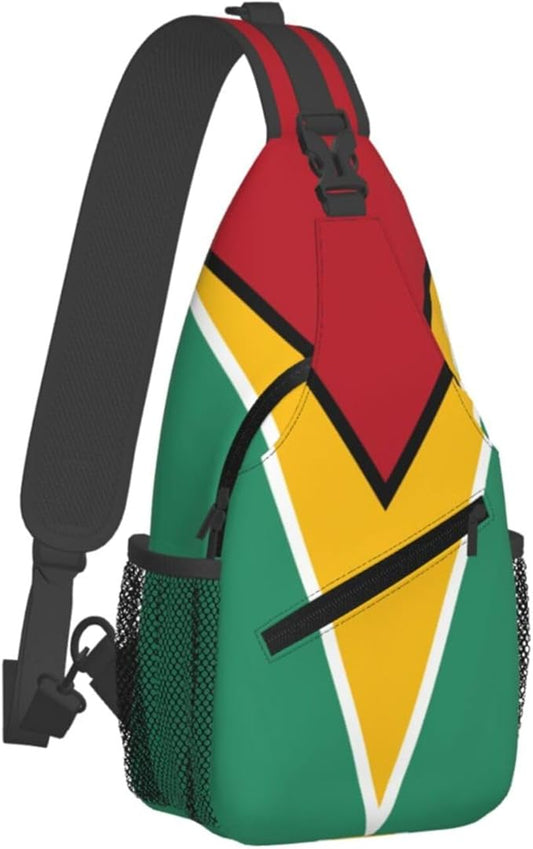 Guyana Flag Sling Bag Multipurpose Crossbody Sling Backpack Travel Cycling Hiking Shoulder Bag For Women Men