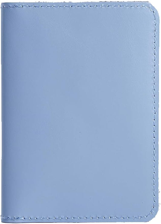 INCARNE US Passport Cover Clear - Travel Passport Wallet - Leather Passport Holder for Women Men Family with Card Slots & Note Compartmen - Sleeve Protector - Genuine Leather - Classic Light Blue