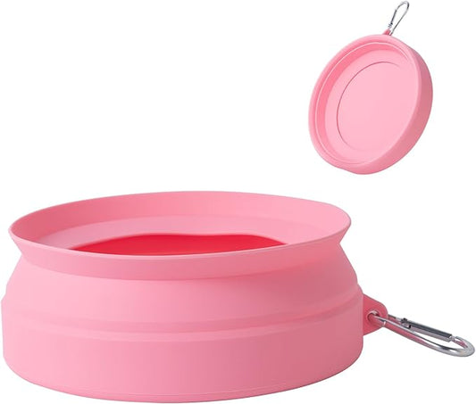SLSON Spill Proof Dog Water Bowl for Cars,Collapsible No Splash Dog Travel Bowls Integrated Molding Portable Pet Bowl for Road Trip Truck,RV,SUV,Boat Accessories (Pink)