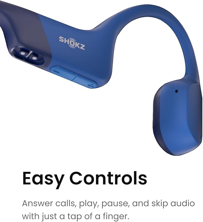 SHOKZ OpenRun Mini - Bone Conduction Headphones,Open-Ear Bluetooth Wireless Sport Headphones for Running & Workout,Sweat Resistant, Long 8H Playtime,Mic,with Hair Band-Blue