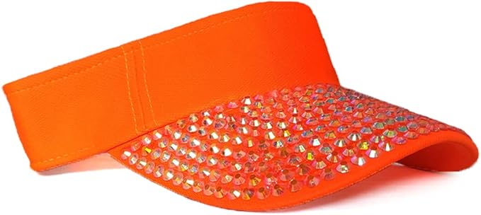 Sparkle Glitter Summer Rhinestone UPF 50+ Bling Ladies Sun Visor for Women Outdoor Sports Fashion Golf Hat