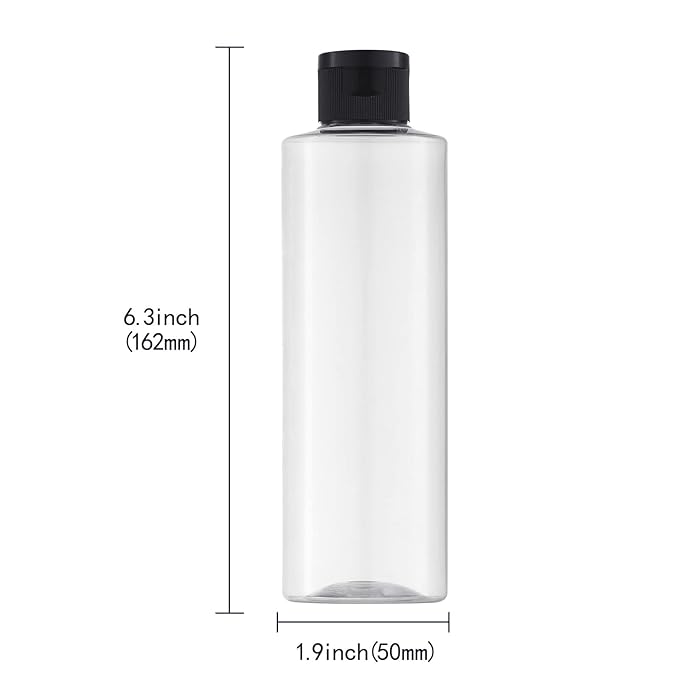LISAPACK 8.3oz Travel Bottles with Flip Cap (4 Pcs) Empty Dispenser Container for Travel Size Cosmetics (250ml, Clear)