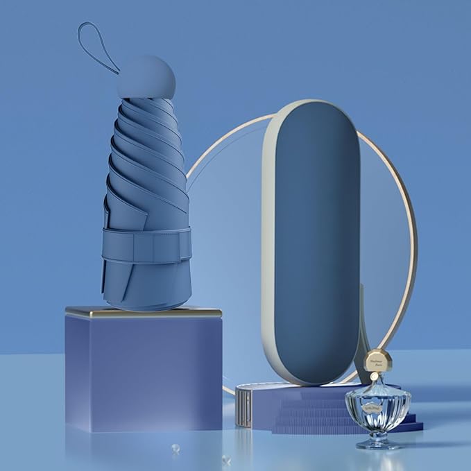 Windproof Mini Travel Folding Umbrella - UPF 50+ Sun & Rain Protection, Small Compact Lightweight Design Fits in Pocket or Bag, Eco-Friendly Fabric Wallet Umbrella for Commuter, Men Women Boys Girls