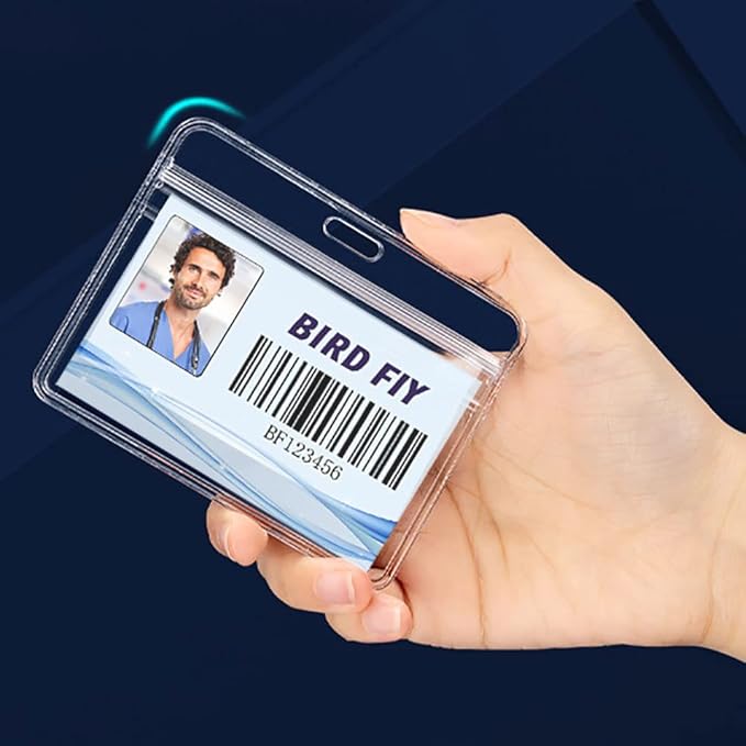 4x3 Name Tags Badge Holder with Lanyard 50 Pack Waterproof Horizontal ID Badge Holder and 50 Pcs Lanyards Nametag for Conferences, Events, and Meetings (Blue, 4 X 3 inches)