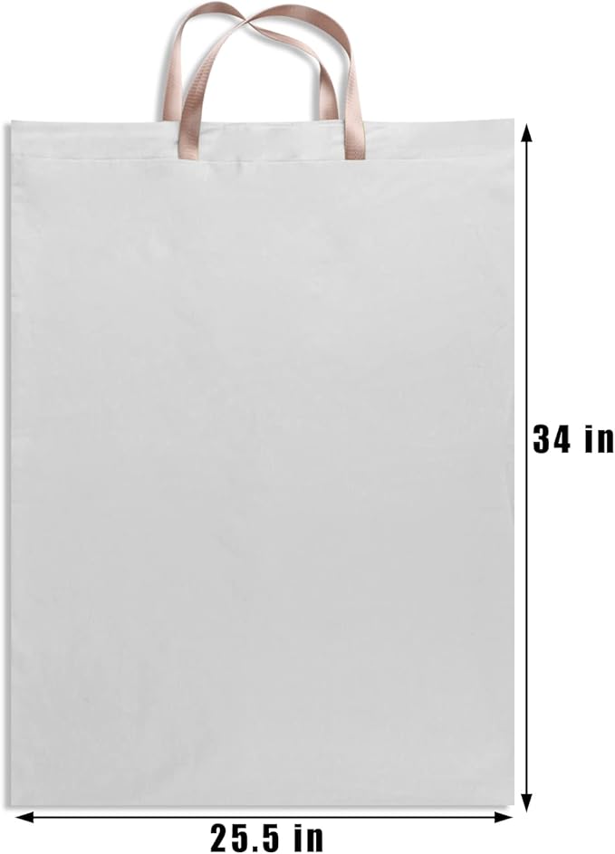 LOLOMLO Extra Large Canvas Laundry Bags with Handles & Drawstring Closure, Heavy Duty Tears Resistant Clothes Storage Travel Bags,25.5"x34",Light Grey