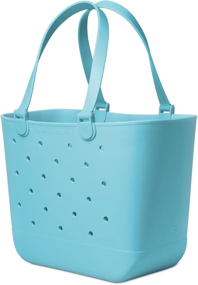Simple Modern Extra-Large Beach Bag | Waterproof Getaway Rubber Tote with Zipper Pocket for Travel, Pool, Boat, Groceries, Sports | Nantucket Tides