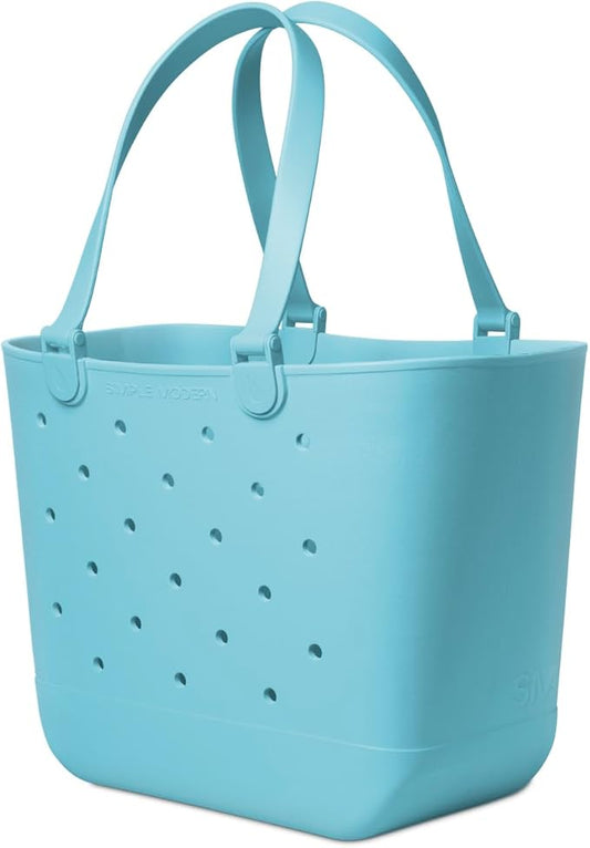 Simple Modern Extra-Large Beach Bag | Waterproof Getaway Rubber Tote with Zipper Pocket for Travel, Pool, Boat, Groceries, Sports | Nantucket Tides