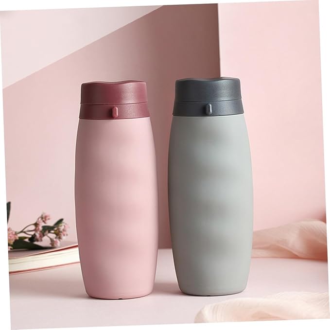 Foldable Silicone Sports Water Bottle Portable Collapsible Outdoor Drinking Cup for Hiking Camping Cycling Pink