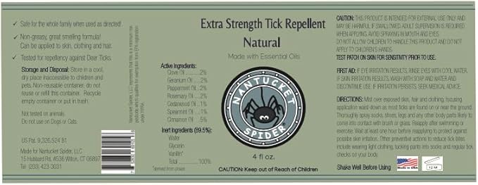 Nantucket Spider 2-Pack | Extra Strength Tick Repellent Spray (4 oz) and Original Insect Repellent Spray (4 oz) | Natural, DEET Free with Organic Essential Oils | Repels Ticks, Mosquitoes and Flies