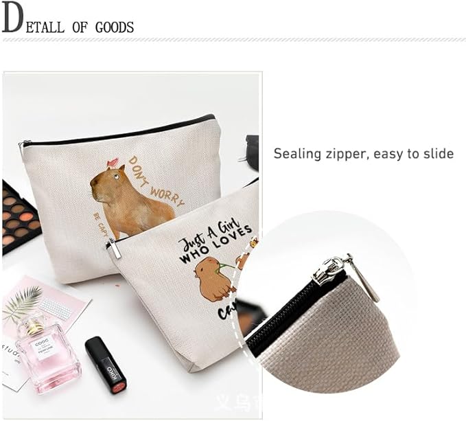 Capybara Gift for Women, Capybara Lover Gift Makeup Bag, Just A Girl Who Loves Capybaras Cosmetic Bag, Zipper Pouch Bag Capybara Lover Gift (Capybara)