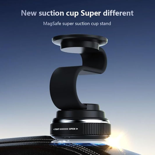 Magnetic Car Phone Holder Mount, 720° Adjustable Long Arm with Nano Gel Suction Cup, for iPhone & Android (Use Metal Plate), Universal Dashboard Windshield Phone Stand