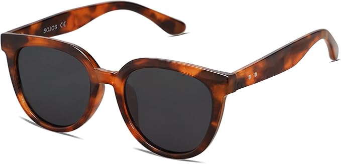 SOJOS Trendy Cat Eye Round Polarized Sunglasses for Women Fashion UV Protection Sunnies Sunglasses SJ2175