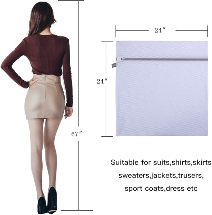 Kimmama Laundry Mesh Wash Bags, Lingerie Bags for Washing Delicates, White Net, Grey Zipper, 2XXL