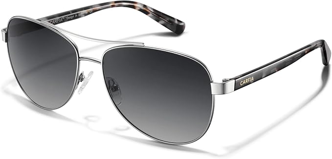 CARFIA Polarized Sunglasses for Women UV Protection Acetate Arms Metal Frame Woman's Shades CA3216
