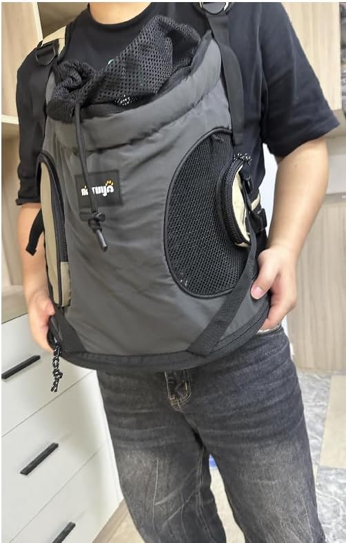 NATUYA Dog Front Carrier, Pet Carrier Front-Pack for Small Dog Puppy Cat, Travel Hiking Waterproof Lightweight Pet Bag, Padded Bottom Mat & Zip Pockets (Black)