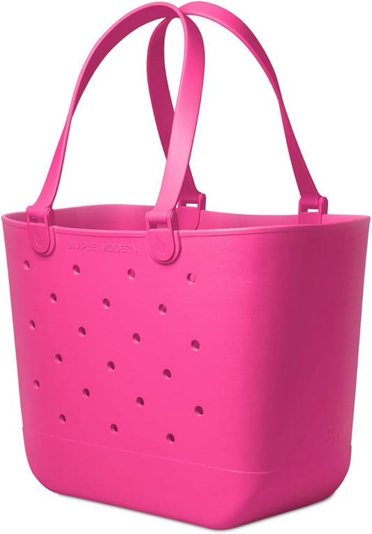 Simple Modern Extra-Large Beach Bag | Waterproof Getaway Rubber Tote with Zipper Pocket for Travel, Pool, Boat, Groceries, Sports | Malibu