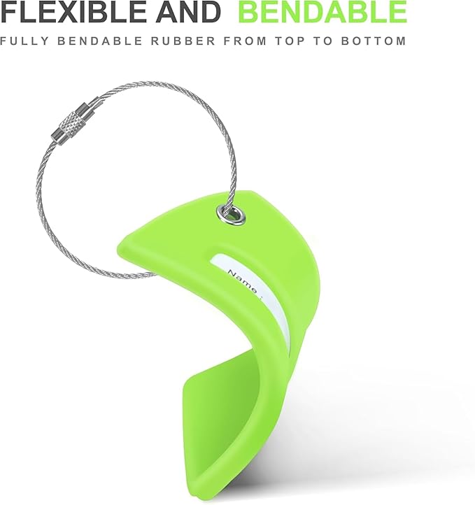 Gostwo 2 Pack Silicone Luggage Tags for Suitcases, 26 Initial Letter Baggage Labels Handbag School Bag Suitcase Instrument Tag with Stainless Steel Loop(Green)(Letter O)