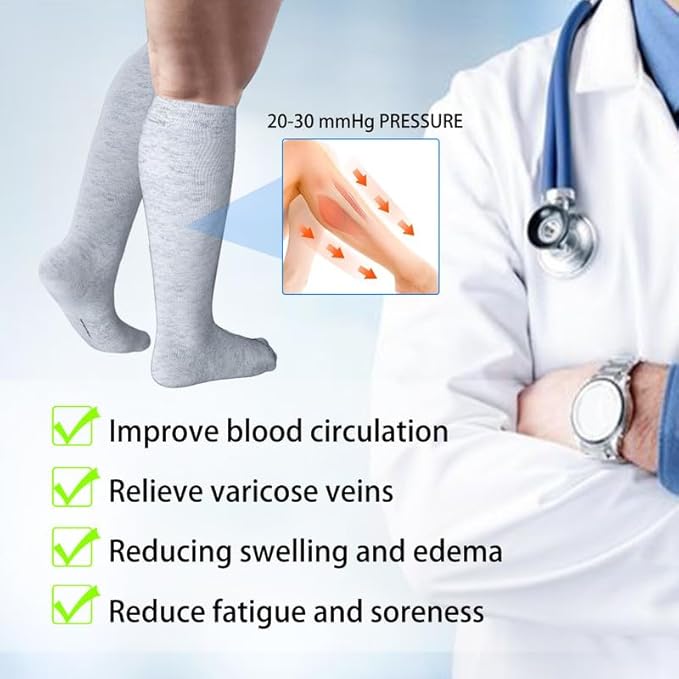LEVSOX Viscose Made from Bamboo Compression Socks for Pregnant Women 20-30 mmHg Knee High Cute Mens Supports Socks for Travel