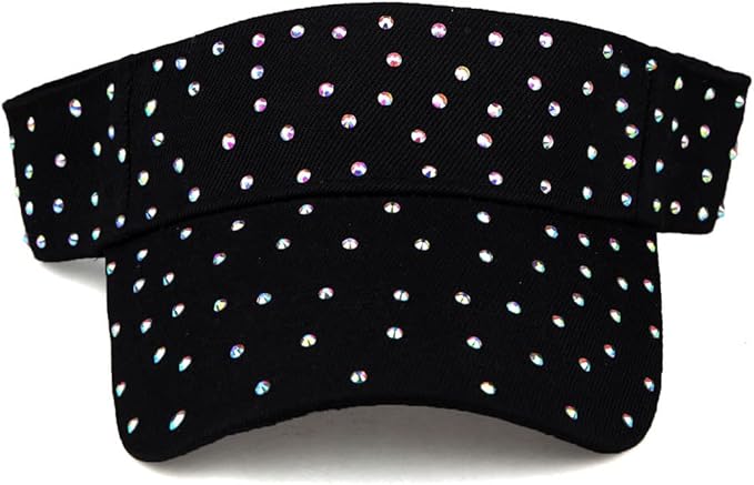 Sparkle Glitter Summer Rhinestone UPF 50+ Bling Ladies Sun Visor for Women Outdoor Sports Fashion Golf Hat