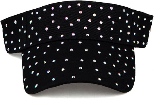Sparkle Glitter Summer Rhinestone UPF 50+ Bling Ladies Sun Visor for Women Outdoor Sports Fashion Golf Hat