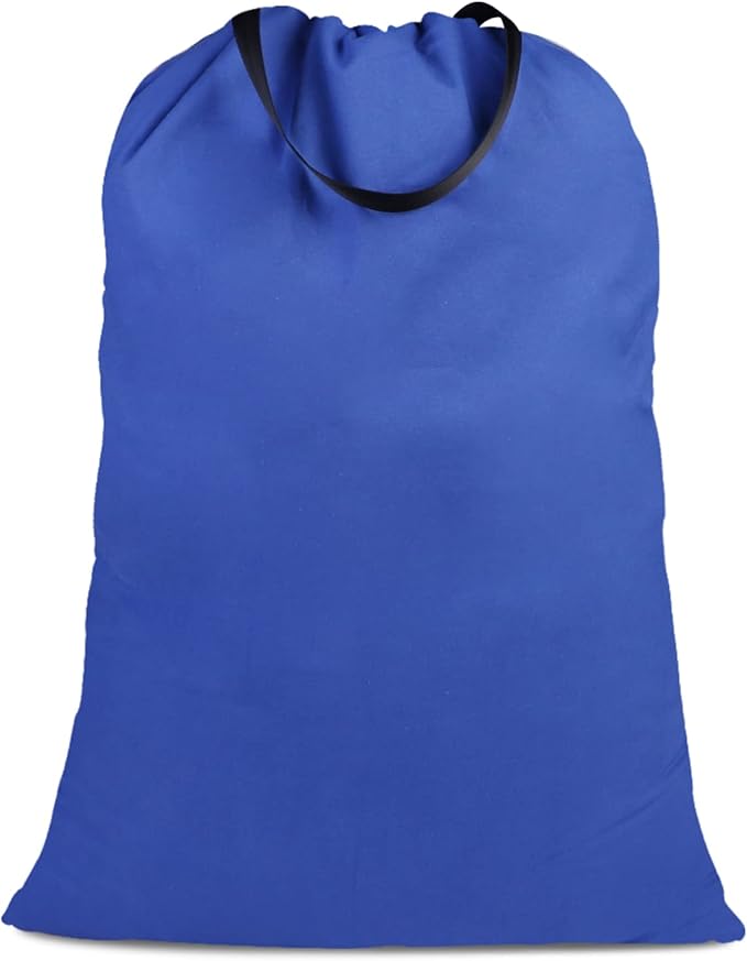 Cotton Canvas Laundry Bag with Handles & Drawstring Straps, Heavy Duty Extra Large Laundry Bags for Laundromat and Household, 25.5x34 Inch, Royal Blue