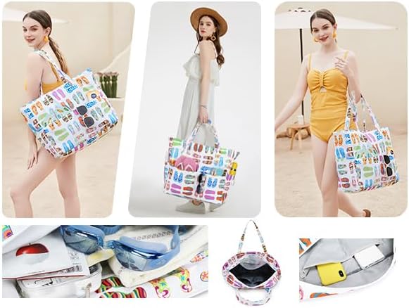 Bluboon Waterproof Beach Tote Pool Bags for Women Ladies Extra Large Carry On Bag With Wet Compartment for Weekender Travel
