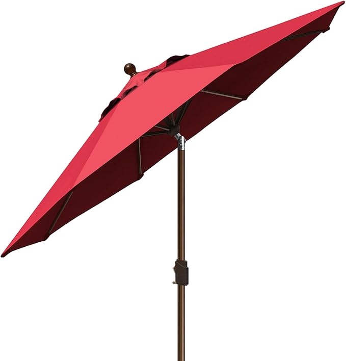 EliteShade USA 10-Year-Non-Fading 9Ft Market Umbrella Patio Umbrella Outdoor Table Umbrella with Ventilation,Logo Red