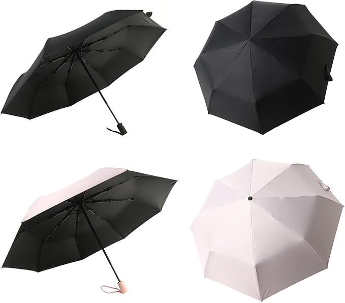 BAODINI Small UV Protection Travel Umbrella Compact for Rain and Sun UPF 50+ Windproof Portable 42 inch Umbrella for Women and Men
