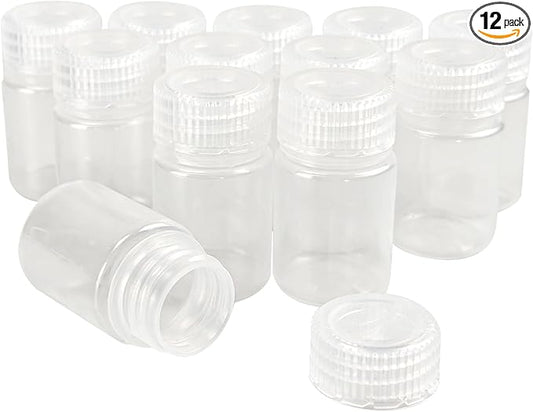 12-Pack 1oz Wide Mouth Plastic Reagent Bottles, Translucent PP Sample Containers with Screw Caps for Lab, Travel, Classroom, Liquid Storage (12, 1 oz 30 ml)