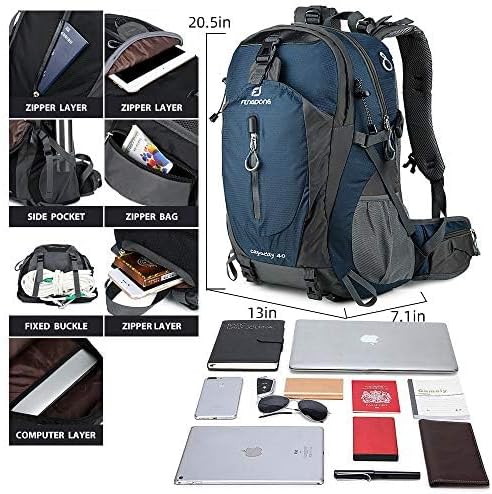 FENGDONG 40L Hiking Backpack,Crossbody Bag Lightweight Outdoor Daypack Camping,Travel Backpack for Men Women Blue