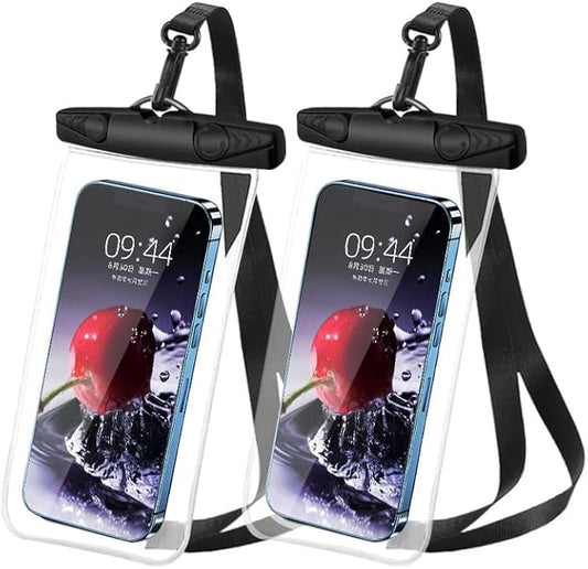 Waterproof Phone Pouch, New Lock Design Waterproof Phone case with Lanyard IPX8 Waterproof Dry Bag Universal Beach Cruise Essentials Black