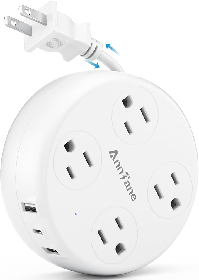 Japan Travel Adapter with USB C, US to Japan Plug Adapter with 4 Outlets 3 USB Ports, Type A Outlet Adapter for US to China Mexico Philippines Canada Peru Thailand Vietnam (White)