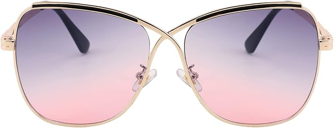 FEISEDY Womens Cute Sunglasses Oversized Butterfly X Shape Design Cateye Lady Sunglasses B2738