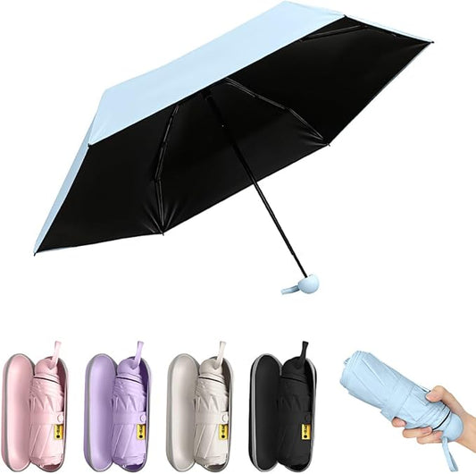 TOPSAIL Mini Umbrella Compact for Travel, UV Sun Protection(UPF50+), Waterproof for Light Rain, Suitable for Women & Kids With a Case, Manual 6k Folding Small Pocket Size Ufor Backpack/Purse