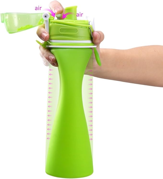 Valourgo Collapsible Water Bottle, Silicone Foldable with Leak Proof Valve BPA Free, Aqua Blue, 21 oz