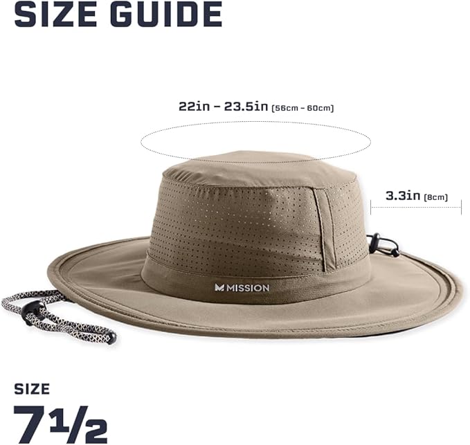 MISSION Cooling UPF Boonie Hat - Unisex Sun Hat for Hiking, Beach & Fishing - Sweat & Water Activated Technology