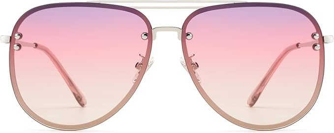 Trendy Oversized Aviator Sunglasses for Women 2025, Cute Retro Aviator Sun Glasses UV Protection Big Shades VF2203