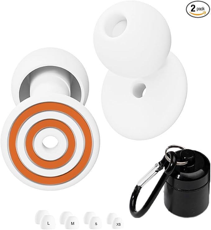 ROMI Ear Plugs for Sleeping & Snoring – 33 dB Noise Cancelling Silicone Earplugs for Concerts, Travel & Work – Reusable & Washable with Carrying Case + Adjustable Fit (4 Sizes XS/S/M/L)