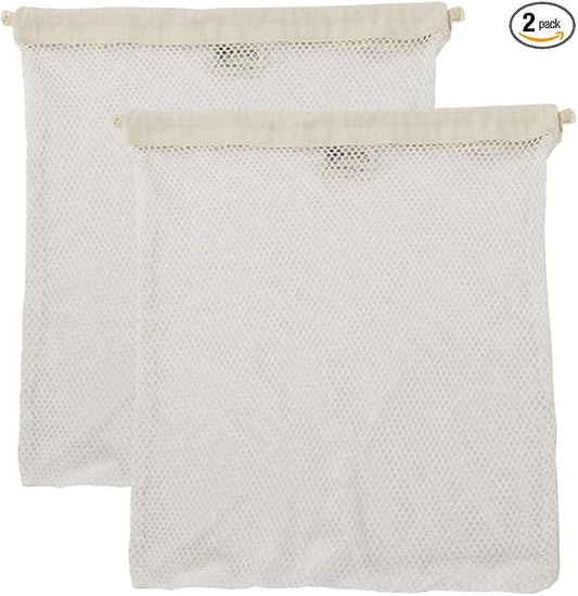 Simple Ecology Organic Cotton Mesh Laundry Bag; Machine Washing Bags for Delicates, Lingerie and Garments, Medium 2 pack