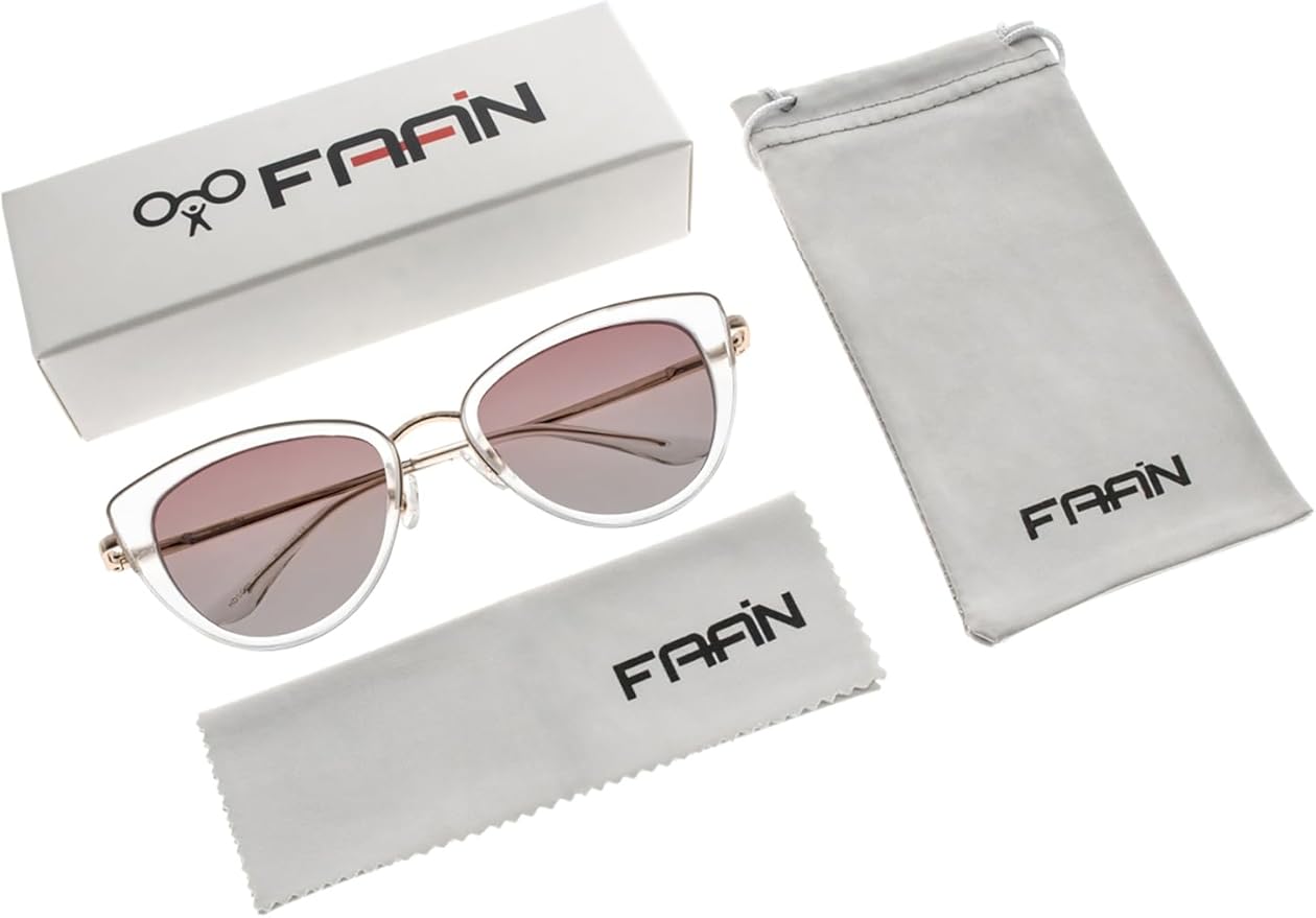 FAA'N Retro Big Frame Cat Eye Polarized Sunglasses Women with Spring Hinge